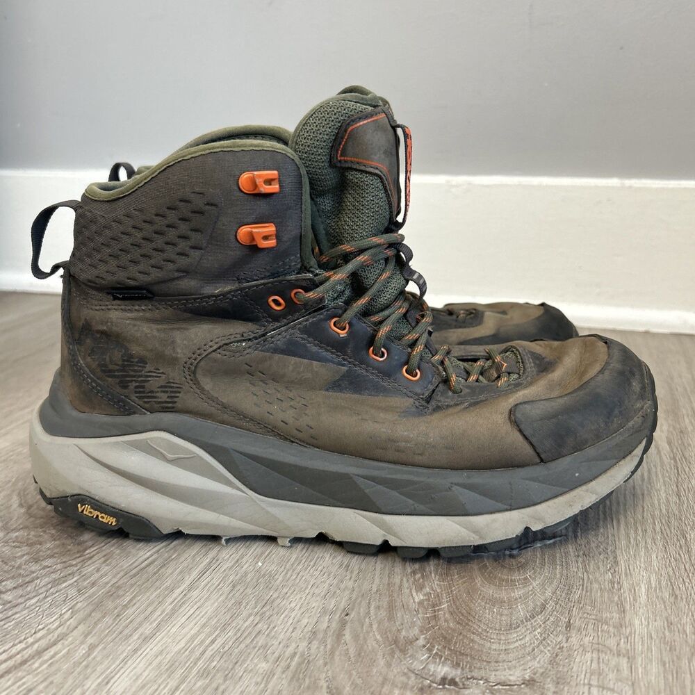 Hoka One One M Kaha 2 GTX Hiking Boots Men’s 9 Gore-Tex Vibram Brown Trail Shoes